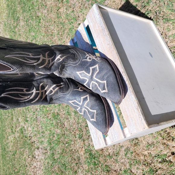 Justin Grey Women 8.5 Boots Western Cowgirl Leather - Picture 10 of 12